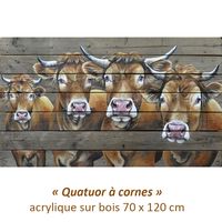 Quatuor &agrave; cornes, acrylique sur bois 70x120 cm